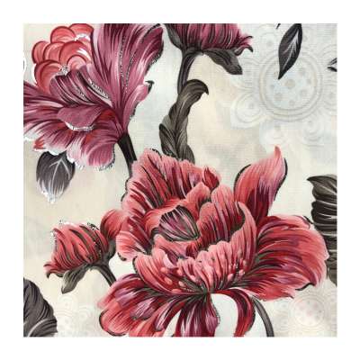 100 polyester microfiber embroidery flowers and cutwork border tablecloth tropical flower print fabric