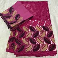 7 yards/set African Bazin Riche Brode Fabric with White Swiss Cotton Lace 2020 Damask Shadda Guinea Brocade Lace Fabric